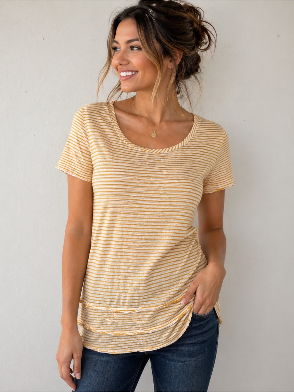 ✨ New Direction Striped Ruffle Hem Top – Casual Chic ✨